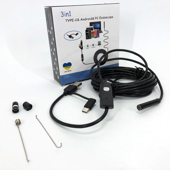 Usb камера эндоскоп, Usb эндоскоп для андроид, Автомобильный эндоскоп с поворотной камерой | Зображення 1