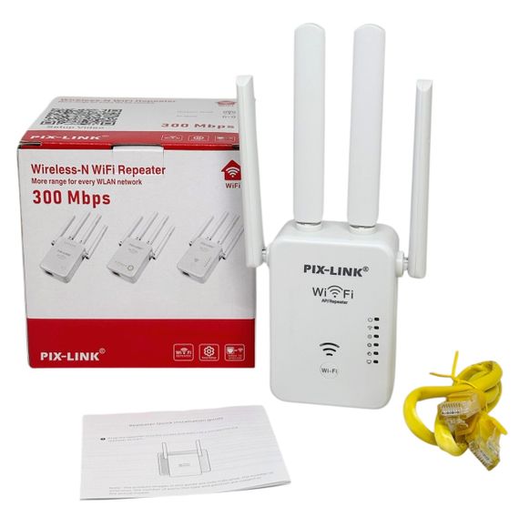 Репитер WiFi Pix Link 2.4GHz усилитель сигнала вай фай ретранслятор расширитель интернета 300 Мбит 4 антенны точка доступа WPS | Зображення 6