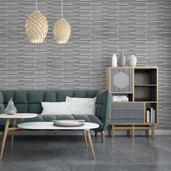 Самоклеюча 3D панель кладка срібло 3080x700x5мм SW-00001760 | Зображення 5