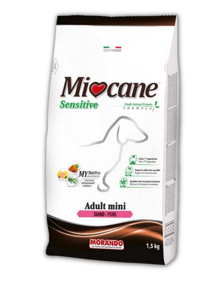 Корм Morando Miocane Mini Sensitive Pork Monoprotein сухий зі свининою для дорослих собак малих порід 1.5 кг