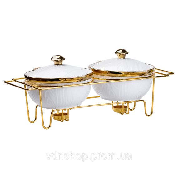 Марміт порцелянаовий на 2 секції по 1 л на металевій підставці HP1039 | Зображення 3