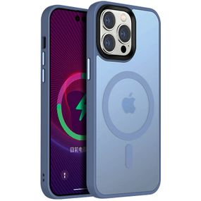TPU+PC чохол Metal Buttons with MagSafe Colorful для Apple iPhone 14 Pro Max (6.7") Блакитний / Sierra Blue