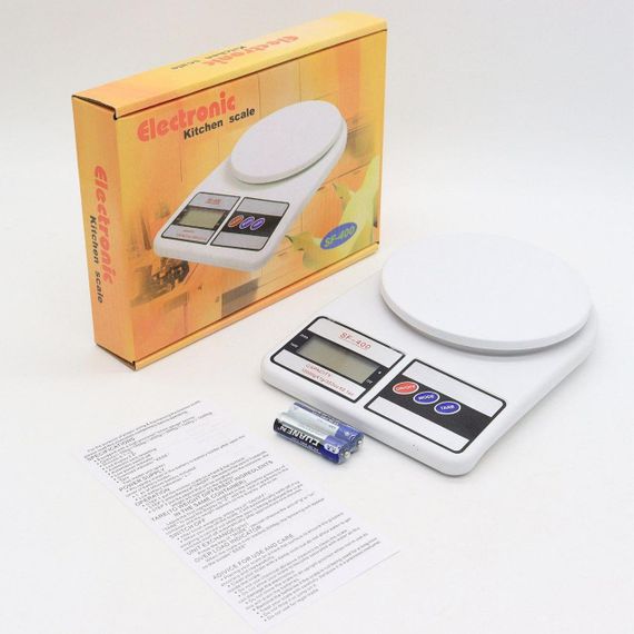 Электронные кухонные весы до 10 кг SF-400, на батарейках / Весы на кухню с LCD-дисплеем / Настольные весы | Зображення 7