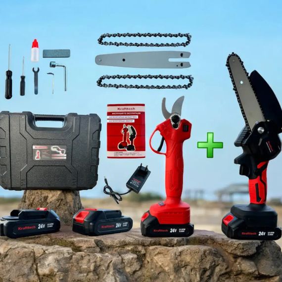 Потужна електропилка пила ланцюгова Пила для роботи в саду KRAFFTEC 2в1 36V 4АР, Міні IU-670 ланцюгова пила | Зображення 3