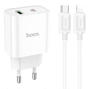 МЗП Hoco C80A Plus Rapido PD20W+QC3.0 (1USB-A/1C) + кабель Type-C to Lightning White