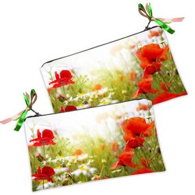 Косметичка женская Маки и ромашки 20х12 см (K_OS023)