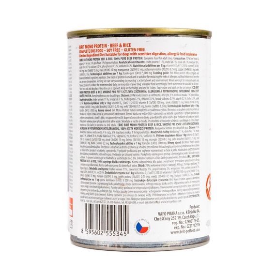 Вологий корм монопротеїновий з яловичиною та рисом для собак Brit Mono Protein Dog Beef and Rice, 400 гр | Зображення 2