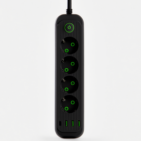 Мережевий фільтр-подовжувач 5 розеток 3xUSB-A 1xUSB-C 5м чорний HP-5-40