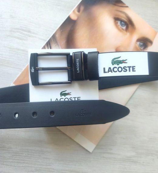 Чоловічий шкіряний ремінь black Lacoste | Зображення 1