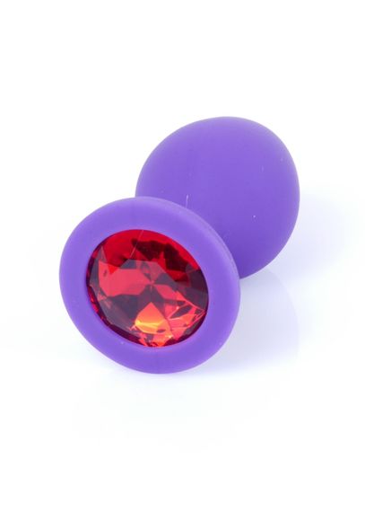 Анальная пробка с камнем Plug-Jewellery Purple Silicon PLUG Medium- Red Diamond размер М | Зображення 1
