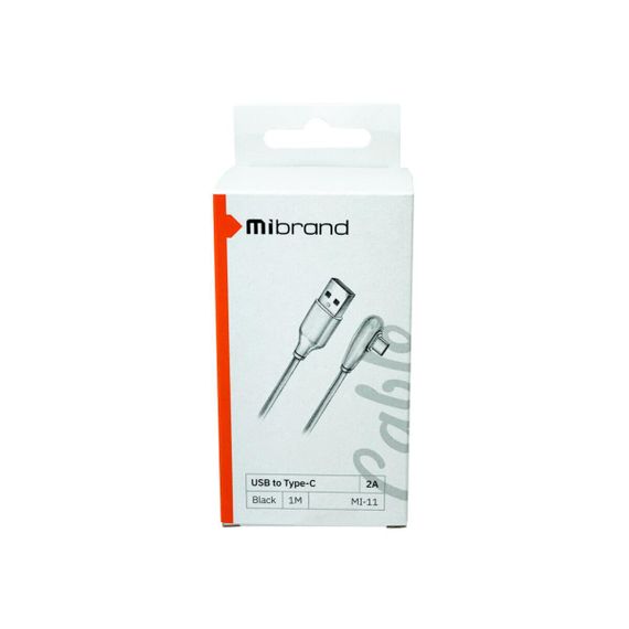 Кабель Mibrand MI-11 Two Colour Elbow Charging Line USB for Type-C 2A 1m Black | Зображення 1