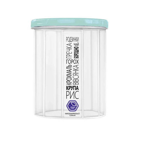 Ємність для сипучих продуктів 0,65л прозорий/м'ятний Народний продукт