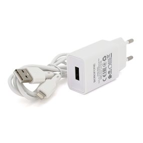 Набір BOROFONE BA68A СЗУ 1xUSB+ кабель Lighting, 2.1A, 1м, White, Blister