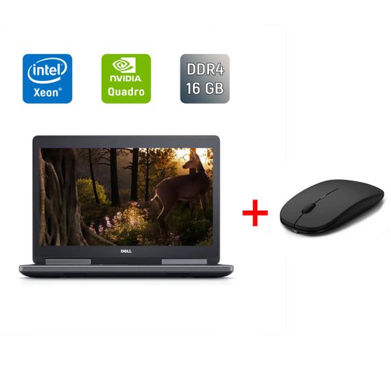 Мобильная рабочая станция Dell Precision 7520 / 15.6" (1920x1080) IPS / Intel Xeon E3-1505M v6 (4 (8) ядра по 3.0 - 4.0 GHz) / 16 GB DDR4 / 128 GB SSD + 500 GB HDD / nVidia Quadro M2200, 4 GB GDDR5, 128-bit / HDMI б/у + Подарок Беспроводная мышь / USB