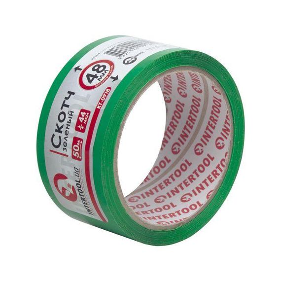 Скотч зелений 48 мм*50 м, 44 мкм INTERTOOL KT-0918 | Зображення 1