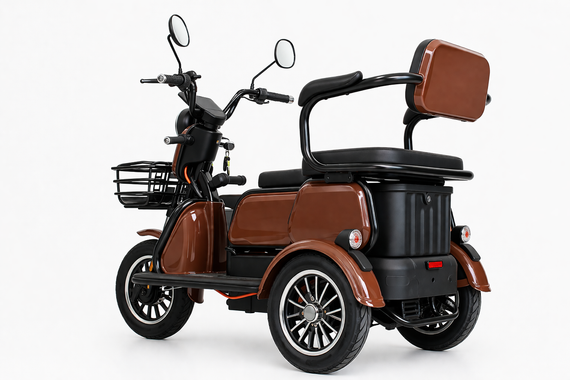 Електротрайк Crosser TR-1 1500W 72V 20Ah, триколісний електроскутер, до 55 км, для дорослих та літніх Коричневий | Зображення 3