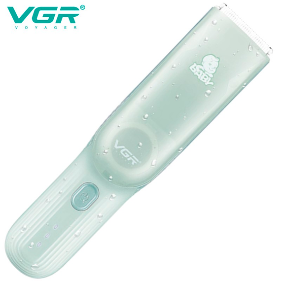 Машинка для стрижки детей бесшумная с вытяжкой  VGR V-155, 4 безопасные насадки, IPX8, зеленая | Зображення 2