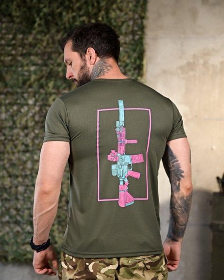 Тактична потовідводяща футболка gun oliva ПП4645