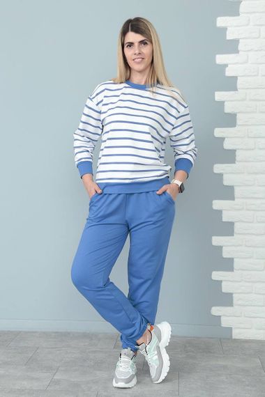 Женский спортивный прогулочный костюм джоггеры и свитшот GF07932 цвет синий, размер 42/44 | Зображення 4