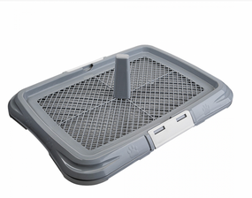 Туалет AnimAll для собак, під пелюшку, з сіткою, стовпчиком для собак, розмір L, 62×46×5 см Сірий