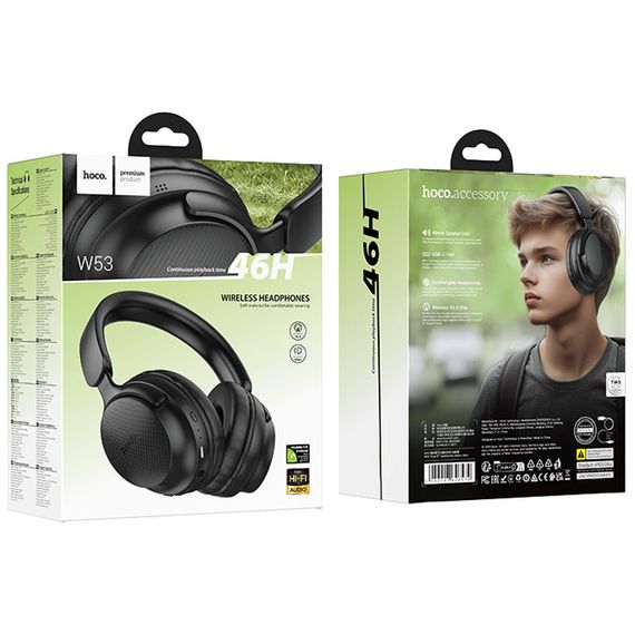 Накладні бездротові навушники Hoco W53 Tone Classic Black | Зображення 3