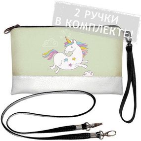 Клатч через плече Единорог 25x15 см (KL_GL_CLF009_WH)