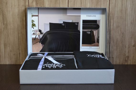 Комплект постільної білизни First Choice Deluxe Satin DARK 200х220 Timeless Black | Зображення 2