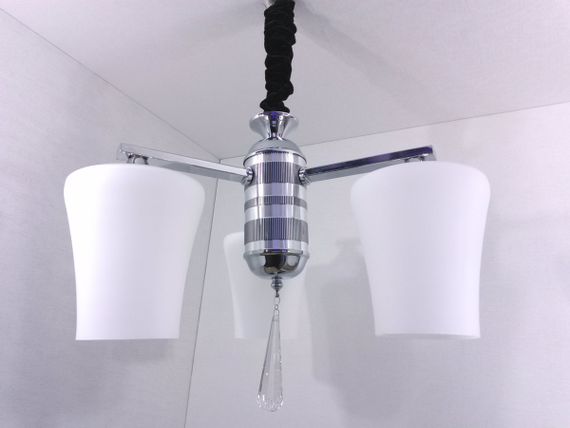 Люстра підвісна на 3 лампочки 25575 Хром 35-78х40х40 см. | Зображення 1