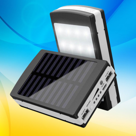 PowerBank 20000 mAh із сонячною та LED-панеллю, з ліхтариком. Павербанк, повербанк