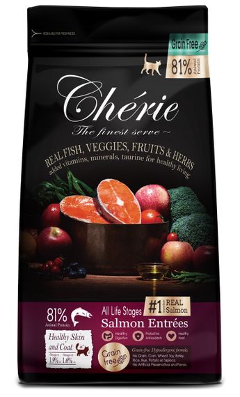 Сухий корм для котів будь-якого віку з лососем Cherie Cat All Life Stages Healthy Skin and Coat Salmon Entrees, 400 гр