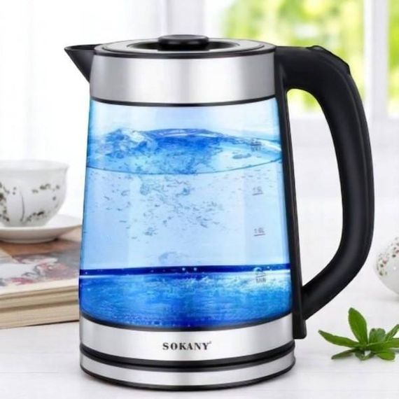 Електрочайник скляний 2,2 л 2000Вт Sokany SK-1070 Сірий