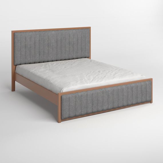 Двоспальне дерев&#039;яне ліжко Mebigrand Відень Коричневий (RAL8025)/Аляска 93 (Сірий) 160х190 см (MBG-10864) | Зображення 1