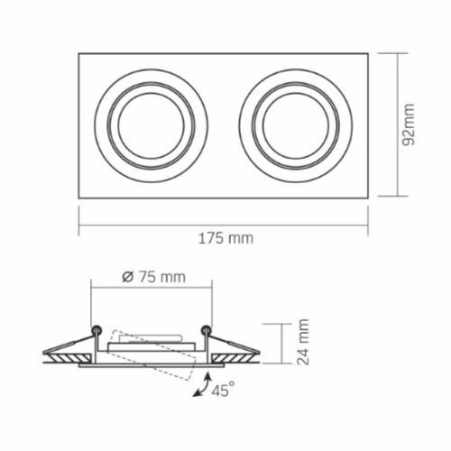 LED Світильник врізний під лампу 2*GU10 чорний VL-SPF23S-B Videx | Зображення 2
