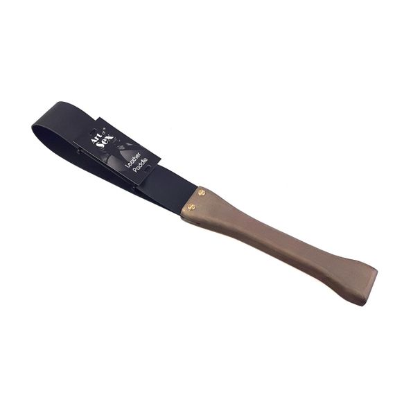 Ляскалка Art of Sex - BDSM з дерев'яною ручкою, натуральна шкіра | Зображення 2