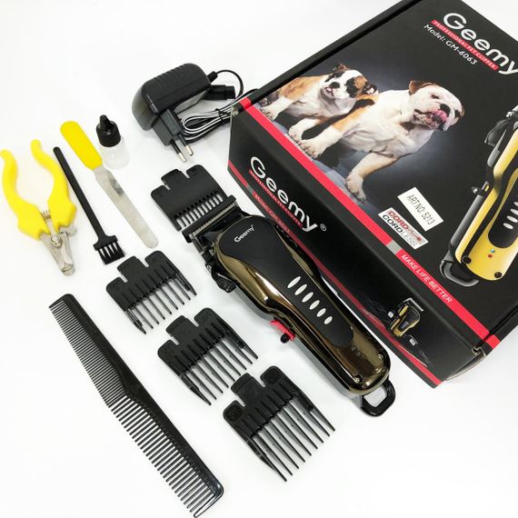 Машинка для стрижки животных Gemei GM 6063 + 4 насадки груминга ER-67 | Зображення 4