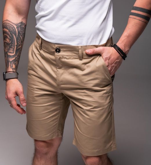 Мужские летние брючные шорты коттоновые под ремень RA2032, цвет бежевый, размер L | Зображення 1