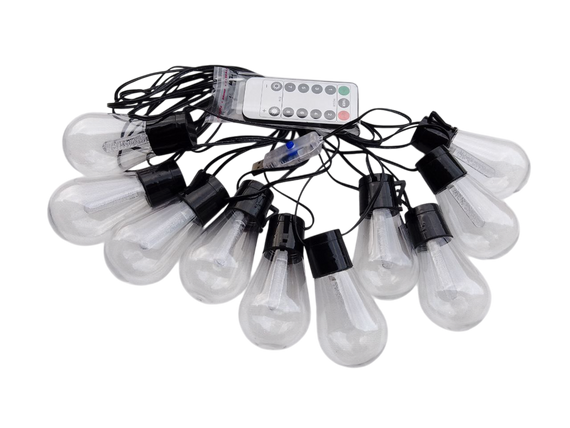 Декоративные лампы (гирлянда), 5 метров, 10 лампочек, теплый белый цвет, 8 режимов работы + пульт | Зображення 6