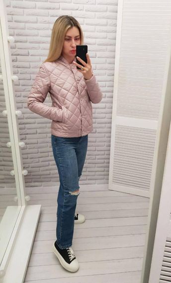 Куртка з ефектом стьобання, арт.310, пудра | Зображення 6