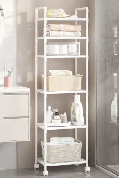 Полка этажерка TVT-02 6 ярусов 170х42х32см Белая