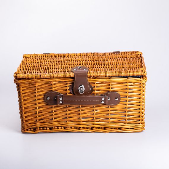 Кошик плетений для пікніка з посудом на 4 персони 42х28х20 см набір посуду туристичний для кемпінгу | Зображення 6