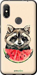 Чохол на Xiaomi Redmi Note 6 Pro Єнотик з кавуном "4605b-1551-2448"