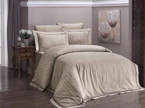 Постільна білизна First Choice Deluxe Satin 200х220 Novel Line Cappuccino