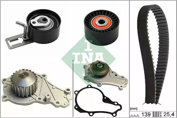 Помпа + комплект ременя ГРМ CITRO coryn DS3, PEUGEOT 208, INA (530057730)