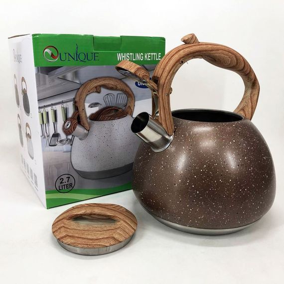 Чайники зі свистком наплитні UN-5306, Чайник з нержавіючої сталі з бакелітовою ручкою QH-19 | Зображення 6