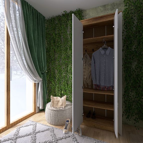 Шафа-пенал із дзеркалом Еверест Нордік-800 Білий/Дуб крафт золотий (EVR-5539) | Зображення 5