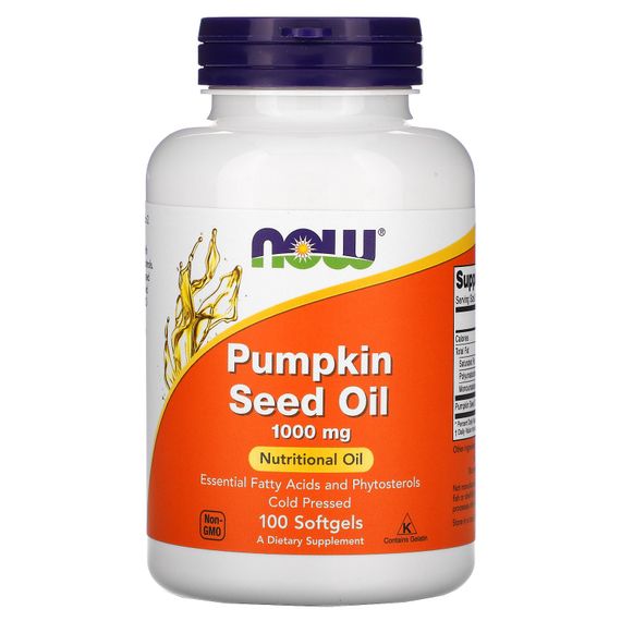 Комплекс для профілактики тиску та кровообігу NOW Foods Pumpkin seed oil 1000 mg 100 Softgels