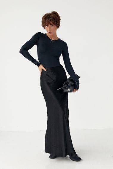 Еластичне однотонне боді - чорний цвет, L (є розміри) | Зображення 2