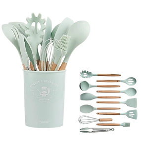 Набор кухонных принадлежностей силиконовый  Kitchen Set RB-2239 бирюзовый (12 предметов)