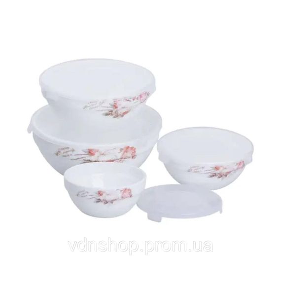 Набір порцелянових харчових контейнерів 4 шт 0,25/0,35/0,6/1,1л HP-7-713 | Зображення 2