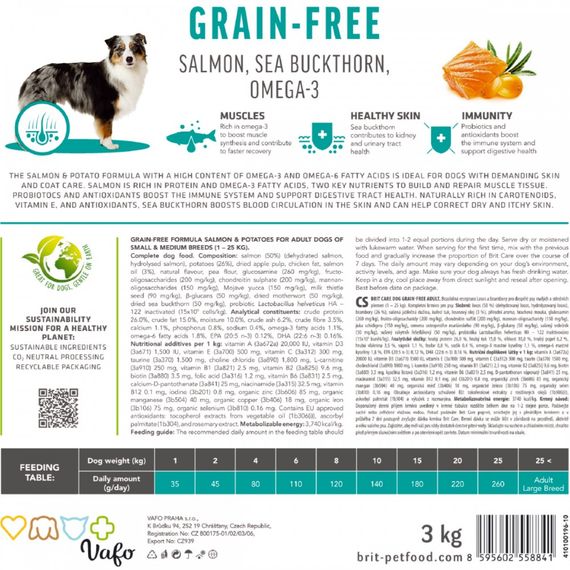 Корм сухий Brit Care Dog Grain-free Adult для дорослих собак малих і середніх порід беззерновий з лососем 1 кг | Зображення 5